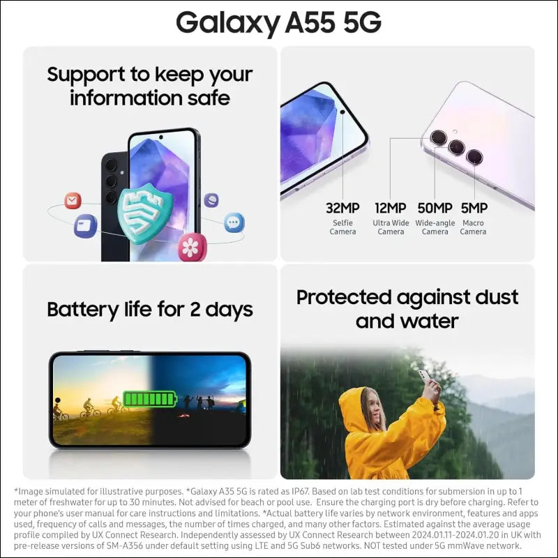 Samsung Galaxy A55 5G, Android Smartphone, 8GB RAM, 128GB Storage, 50MP Camera, Long Battery Life, Awesome Navy