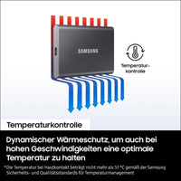 SAMSUNG SSD T7 1TB Portable External SSD, Up to USB 3.2 Gen 2, Reliable Storage for Gaming, Students, Professionals, Grey