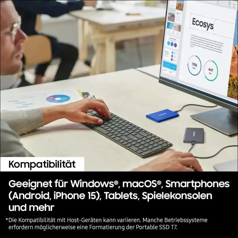 SAMSUNG SSD T7 1TB Portable External SSD, Up to USB 3.2 Gen 2, Reliable Storage for Gaming, Students, Professionals, Grey