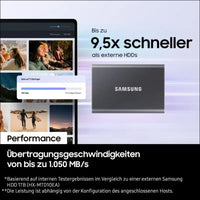 SAMSUNG SSD T7 1TB Portable External SSD, Up to USB 3.2 Gen 2, Reliable Storage for Gaming, Students, Professionals, Grey