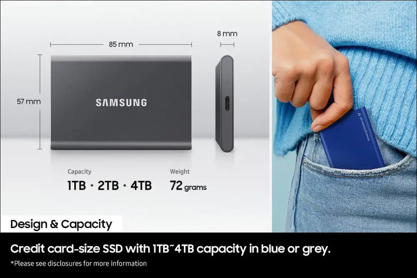 SAMSUNG SSD T7 2TB Portable External SSD, Up to USB 3.2 Gen 2, Reliable Storage for Gaming, Students, Professionals, Grey