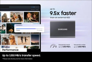 SAMSUNG SSD T7 2TB Portable External SSD, Up to USB 3.2 Gen 2, Reliable Storage for Gaming, Students, Professionals, Grey