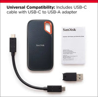 SanDisk Extreme 1TB Portable NVMe SSD, USB-C, up to 1050MB/s Read and 1000MB/s Write Speed, Water and Dust-Resistant - Works with PC, PS4, and Xbox X SDSSDE61-1T00-G25