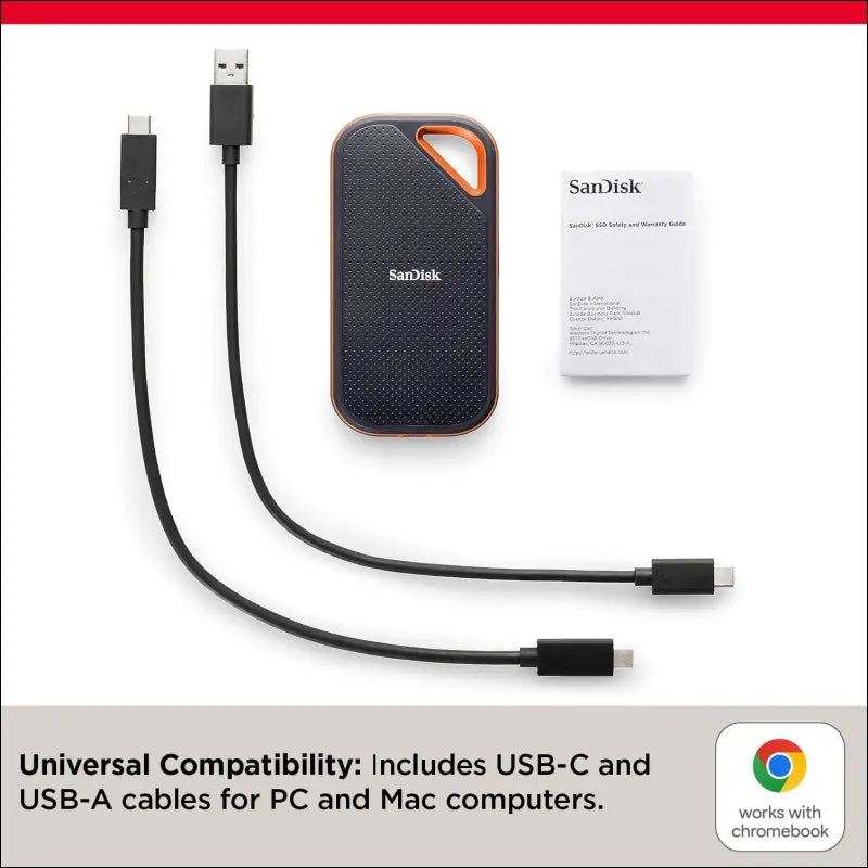 SanDisk Extreme 1TB Portable NVMe SSD, USB-C, up to 1050MB/s Read and 1000MB/s Write Speed, Water and Dust-Resistant - Works with PC, PS4, and Xbox X SDSSDE61-1T00-G25