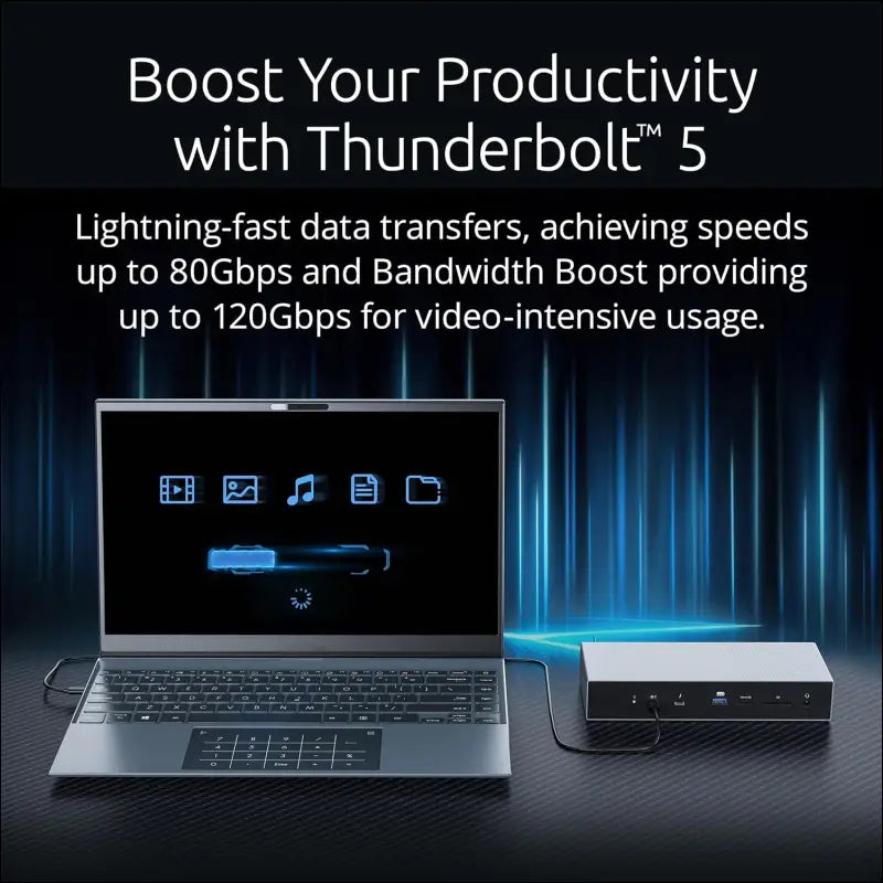 SD5000T5 EQ Thunderbolt 5 Docking Station, Triple Monitor 8K/4K, for Windows & Macbooks, 140W Power, 3 x Thunderbolt 5 Ports, Ethernet & USB-A 3.2 Gen2 Ports (K35201EU)