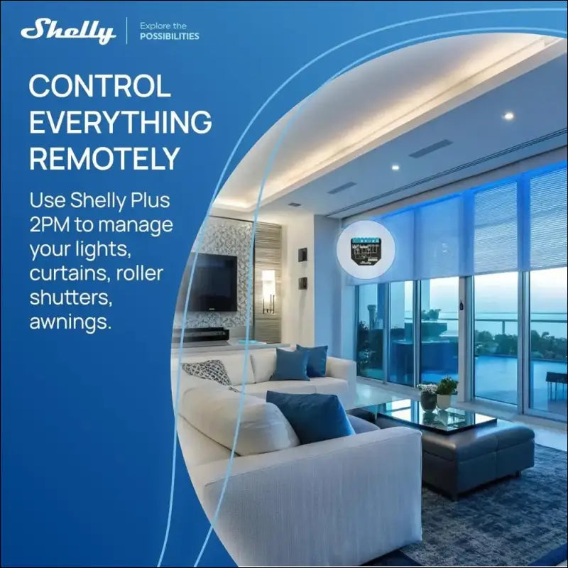 Shelly Plus 2PM, WiFi & Bluetooth 2 Channels Smart Relay Switch with Power Metering, Home Automation, Roller Shutters, Remote Control, Alexa & Google Home, iOS Android App