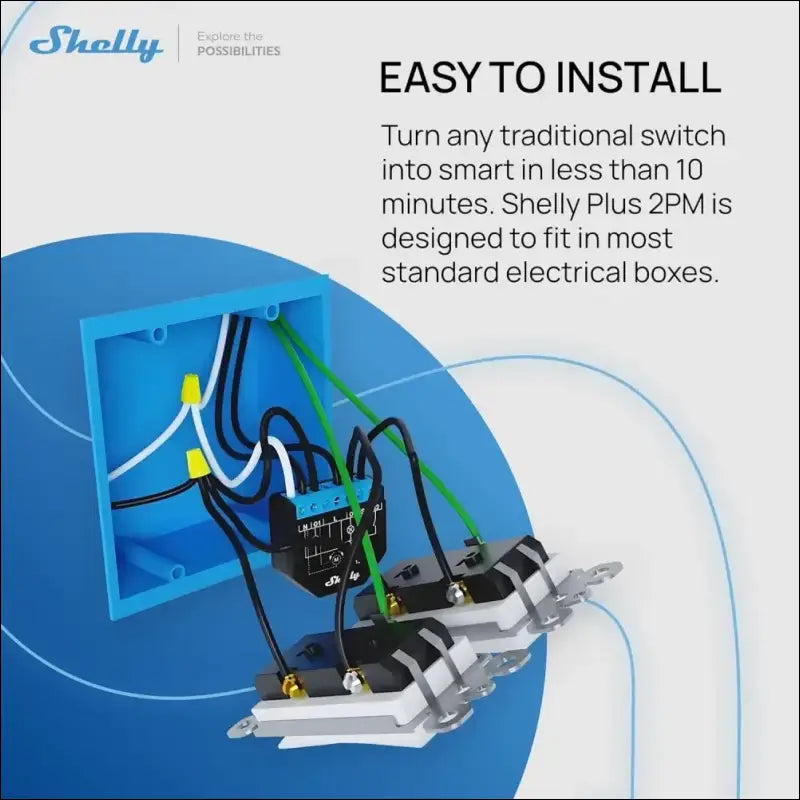 Shelly Plus 2PM, WiFi & Bluetooth 2 Channels Smart Relay Switch with Power Metering, Home Automation, Roller Shutters, Remote Control, Alexa & Google Home, iOS Android App