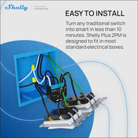 Shelly Plus 2PM, WiFi & Bluetooth 2 Channels Smart Relay Switch with Power Metering, Home Automation, Roller Shutters, Remote Control, Alexa & Google Home, iOS Android App