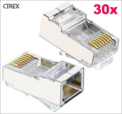 Shielded RJ45 Crimp Connector Modular Plug 8P8C CAT6 CAT6a STP LAN Network (30x)