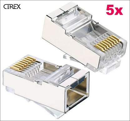 Shielded RJ45 Crimp Connector Modular Plug 8P8C CAT6 CAT6a STP LAN Network (5x)