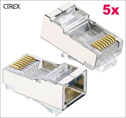 Shielded RJ45 Crimp Connector Modular Plug 8P8C CAT6 CAT6a STP LAN Network (5x)