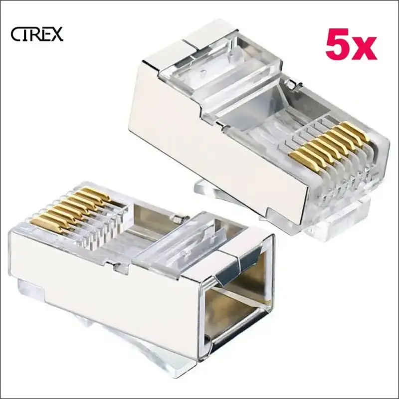 Shielded RJ45 Crimp Connector Modular Plug 8P8C CAT6 CAT6a STP LAN Network (5x)