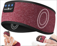 Sleep Headphones Wireless Bluetooth Headband, Music Sports Sleeping Headband Headphones for Workout, Jogging, Yoga (Red-Fixed Speakers)