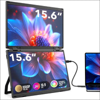 SMISEACOW Laptop Screen 15.6 Inch IPS 1080P FHD Foldable Laptop Screen with Three Screens, VESA, 360° Rotation, Compatible with Windows/Mac/Dex/Chrome & Desktop/Mini PC