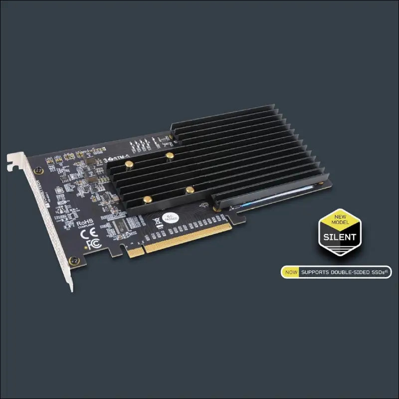 Sonnet M.2 4x4 PCIe 3.0 Card - Up to Four NVMe SSDs - Silent Edition - PCIe x16 - MacOS Compatible