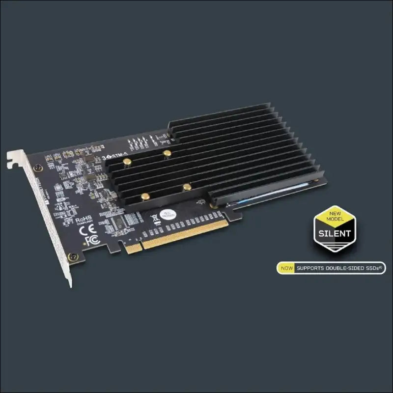 Sonnet M.2 4x4 PCIe 3.0 Card - Up to Four NVMe SSDs - Silent Edition - PCIe x16 - MacOS Compatible