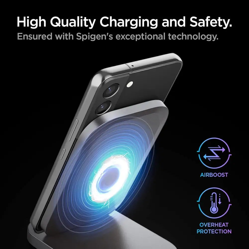 SPIGEN ArcField PF2102 Wireless Charger Qi Charging Stand Dock Pad Designed for Samsung Galaxy S25 S24 S23 S22 Ultra Plus Z Flip Z Fold 6 5 4 3 - Black