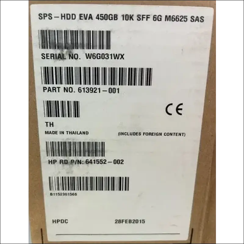 SPS - HDD EVA 450GB 10K SFF G6 M6625 SAS