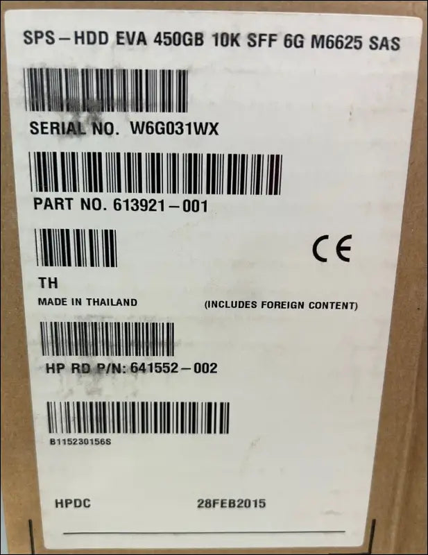 SPS - HDD EVA 450GB 10K SFF G6 M6625 SAS
