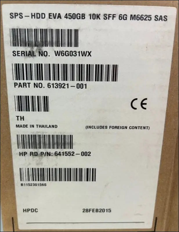 SPS - HDD EVA 450GB 10K SFF G6 M6625 SAS