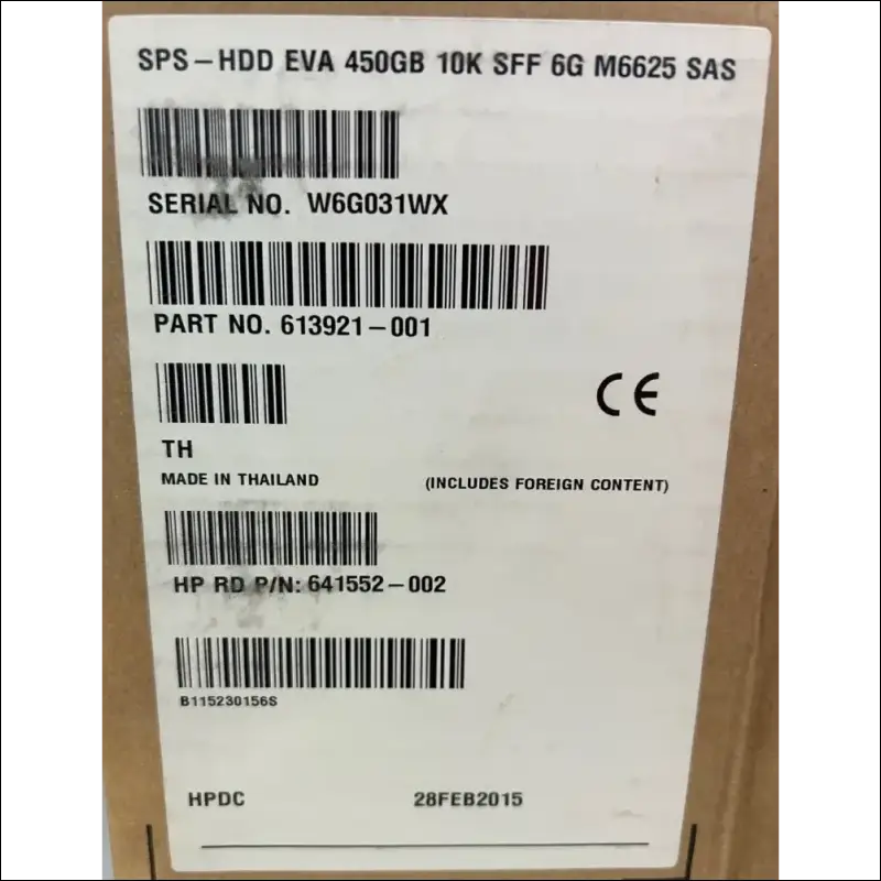 SPS - HDD EVA 450GB 10K SFF G6 M6625 SAS