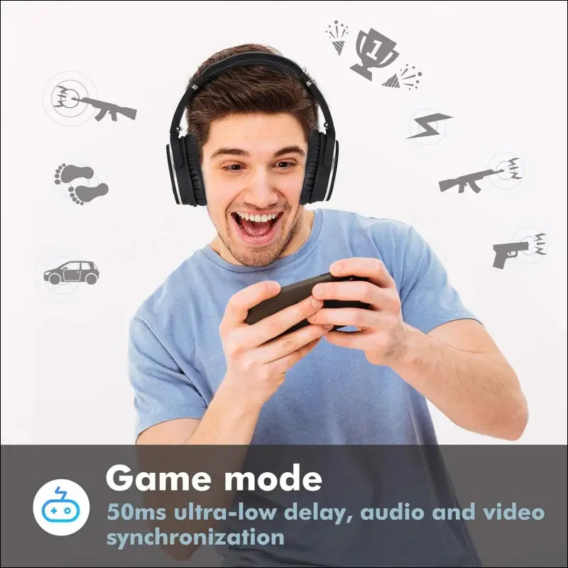 Srhythm NC25 Hybrid Noise Cancelling Headphones Over Ear, Wireless Bluetooth 5.3, 50H Playtime, Low Latency, Transparency Mode