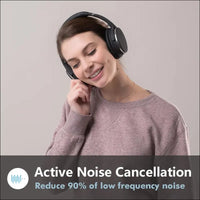 Srhythm NC25 Hybrid Noise Cancelling Headphones Over Ear, Wireless Bluetooth 5.3, 50H Playtime, Low Latency, Transparency Mode