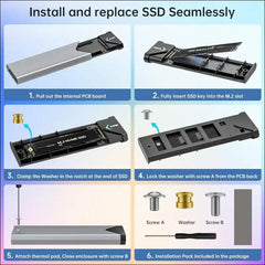 SSK M.2 NVME SATA SSD Enclosure Adapter, USB 3.2 Gen 2 (10 Gbps) to NVME PCI-E SATA M-Key/(B+M) Key Solid State Drive External Enclosure Aluminum Support UASP Trim for SSDs...