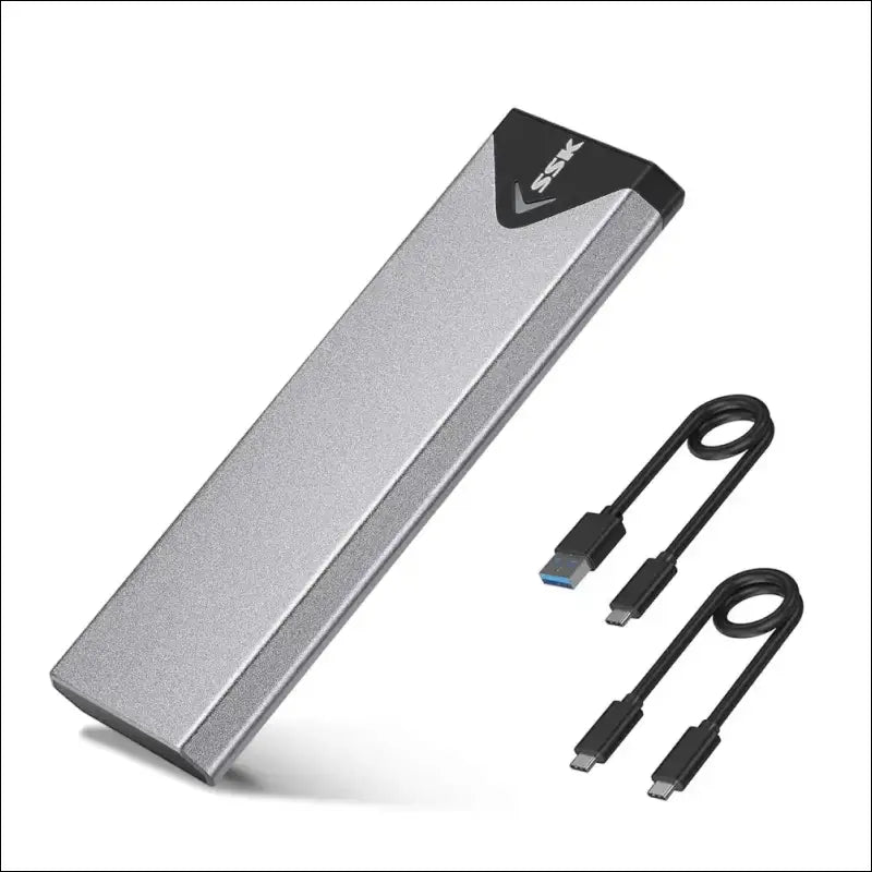 SSK M.2 NVME SATA SSD Enclosure Adapter, USB 3.2 Gen 2 (10 Gbps) to NVME PCI-E SATA M-Key/(B+M) Key Solid State Drive External Enclosure Aluminum Support UASP Trim for SSDs...