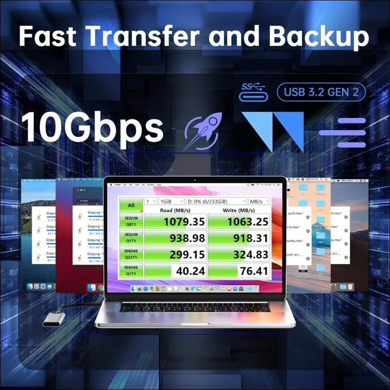 SSK M.2 NVME SATA SSD Enclosure Adapter, USB 3.2 Gen 2 (10 Gbps) to NVME PCI-E SATA M-Key/(B+M) Key Solid State Drive External Enclosure Aluminum Support UASP Trim for SSDs...