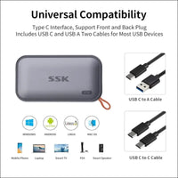 SSK Portable SSD 2TB External Solid State Drives, up to 1050MB/s USB C SSD External Hard Drive USB 3.2 Gen2 for iPhone 15/Pro, Windows, Mac, Android Phones and Tablets