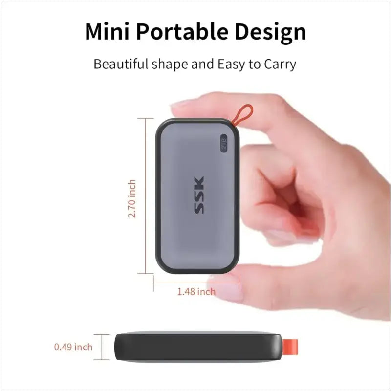 SSK Portable SSD 2TB External Solid State Drives, up to 1050MB/s USB C SSD External Hard Drive USB 3.2 Gen2 for iPhone 15/Pro, Windows, Mac, Android Phones and Tablets