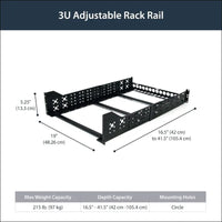 StarTech.com 3U Fixed 19-Inch Adjustable Depth Universal Server Rack Rails (UNIRAILS3U)