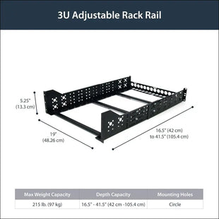StarTech.com 3U Fixed 19-Inch Adjustable Depth Universal Server Rack Rails (UNIRAILS3U)