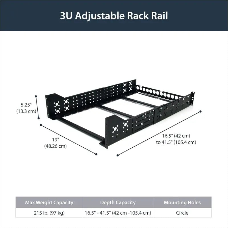 StarTech.com 3U Fixed 19-Inch Adjustable Depth Universal Server Rack Rails (UNIRAILS3U)