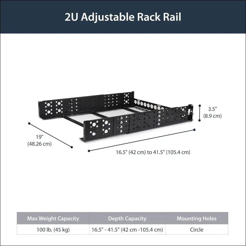 StarTech.com 3U Fixed 19-Inch Adjustable Depth Universal Server Rack Rails (UNIRAILS3U)