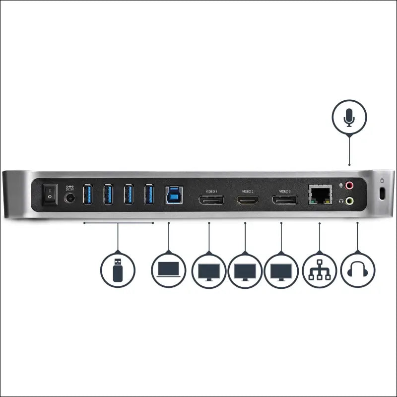 StarTech.com Triple Monitor USB 3.0 Docking Station 2x 4K DisplayPort & HDMI USB Type A Universal Laptop Dock