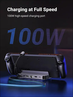 Steam Deck Dock, 6-in-1 Docking Station Aluminum Stand with 4K@60Hz HDMI, Gigabit Ethernet, 100W PD, USB A and C Data Ports for Switch OLED, Legion Go, ROG Ally and More