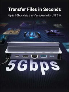 Steam Deck Dock, 6-in-1 Docking Station Aluminum Stand with 4K@60Hz HDMI, Gigabit Ethernet, 100W PD, USB A and C Data Ports for Switch OLED, Legion Go, ROG Ally and More