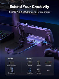 Steam Deck Dock, 6-in-1 Docking Station Aluminum Stand with 4K@60Hz HDMI, Gigabit Ethernet, 100W PD, USB A and C Data Ports for Switch OLED, Legion Go, ROG Ally and More