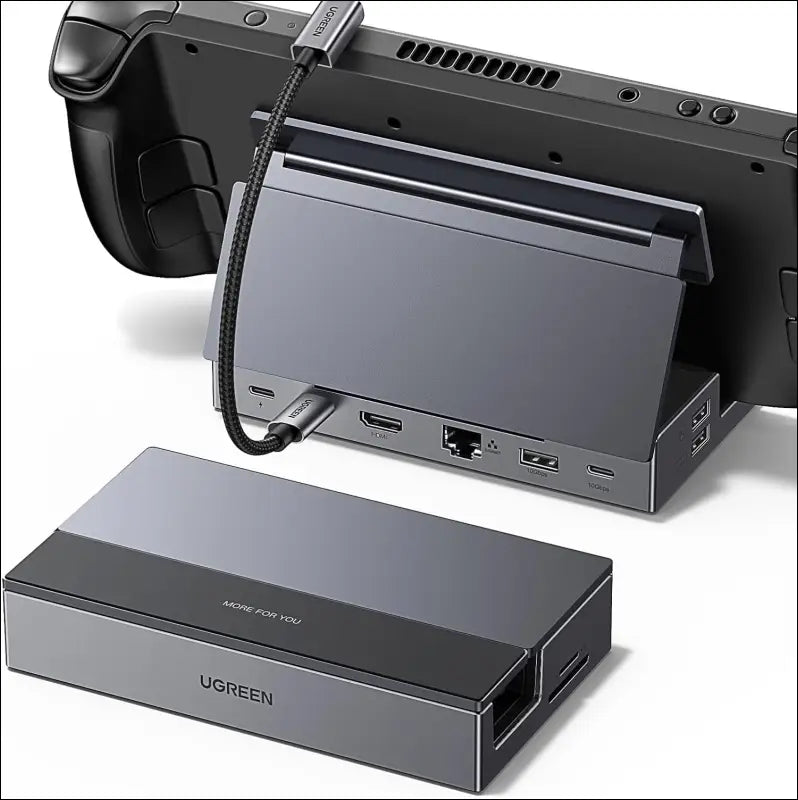 Steam Deck Dock, 9-in-1 USB C Docking Station, Adjustable and Foldable Stand, 4K@60Hz HDMI, Gigabit Ethernet, 100W PD, 10Gbps Type C& A, SD/TF Card Reader for Switch OLED, Legion Go, ROG Ally