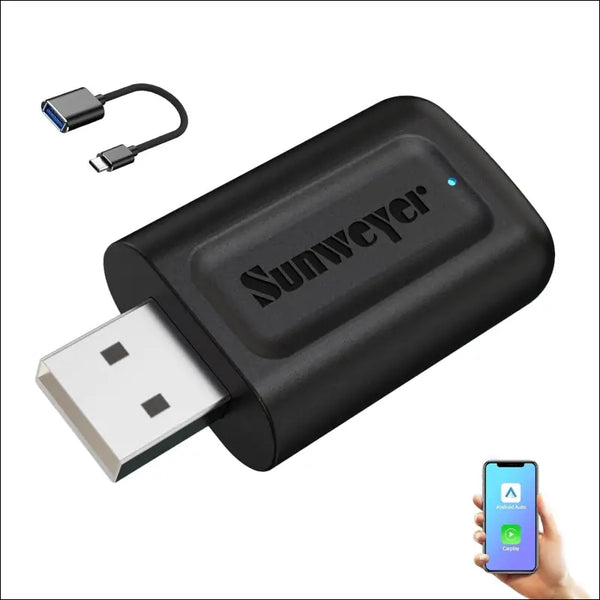 Sunweyer 2024 Latest Wireless CarPlay & Android Auto Dongle 2 in 1 Auto Connect Box,USB Type-C Port,Supports Online Updates Wired to Wireless Adapter…