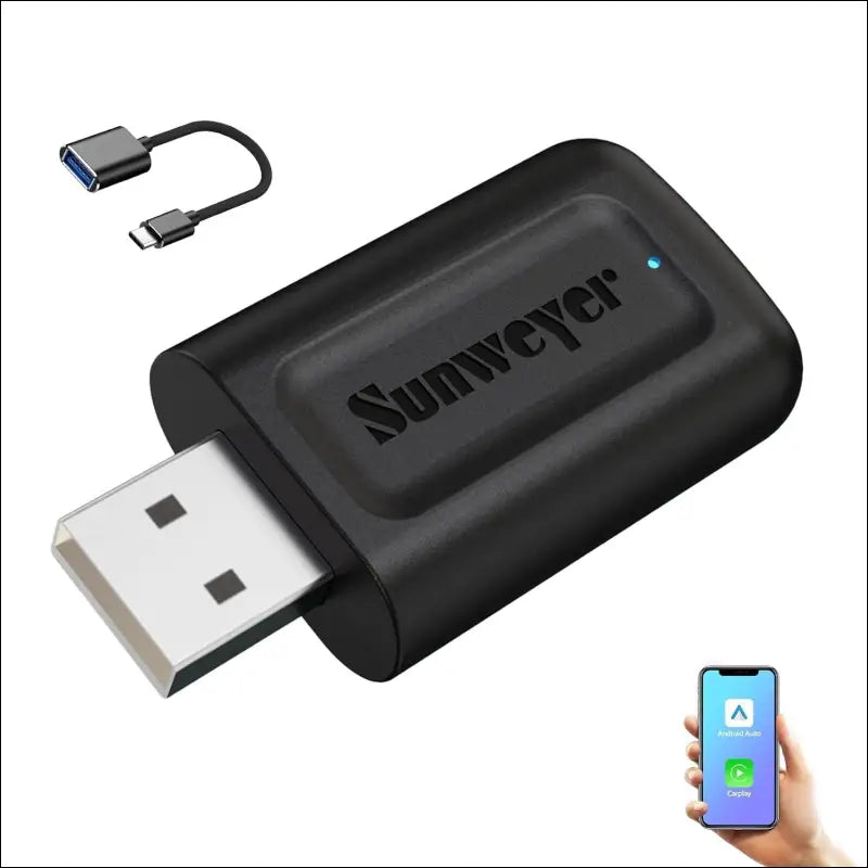 Sunweyer 2024 Latest Wireless CarPlay & Android Auto Dongle 2 in 1 Auto Connect Box,USB Type-C Port,Supports Online Updates Wired to Wireless Adapter…