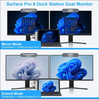Surface Pro 11/10/9 Hub with 4k HDMI, USB C Thunerdbolt 4(Display+PD Charging+Data), USB 3.0 * 2, SD&TF Card Slot, 3.5mm Audio, Triple Display(Surface Pro 9+HDMI+USB C) for Surface Pro 11/10/9