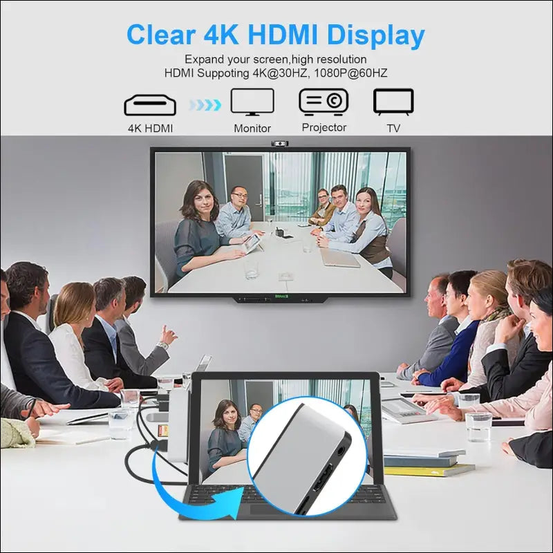 Surface Pro 11/10/9 Hub with 4k HDMI, USB C Thunerdbolt 4(Display+PD Charging+Data), USB 3.0 * 2, SD&TF Card Slot, 3.5mm Audio, Triple Display(Surface Pro 9+HDMI+USB C) for Surface Pro 11/10/9