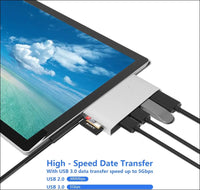 Surface Pro 4/Pro 5/Pro 6 Docking Station USB Hub USB 3.0 Hub Adapter, SD & TF/Micro SD Memory Card Reader, 4K HDMI Port Converter Accessories for Microsoft Surface Pro 6/5/4