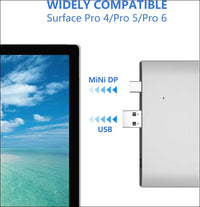 Surface Pro 4/Pro 5/Pro 6 Docking Station USB Hub USB 3.0 Hub Adapter, SD & TF/Micro SD Memory Card Reader, 4K HDMI Port Converter Accessories for Microsoft Surface Pro 6/5/4