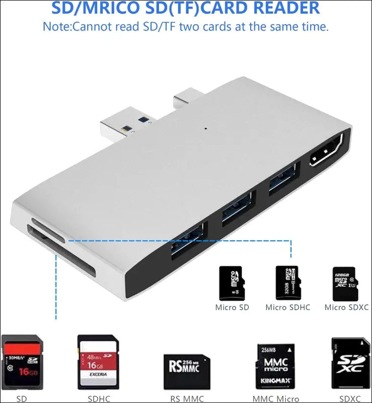 Surface Pro 4/Pro 5/Pro 6 Docking Station USB Hub USB 3.0 Hub Adapter, SD & TF/Micro SD Memory Card Reader, 4K HDMI Port Converter Accessories for Microsoft Surface Pro 6/5/4