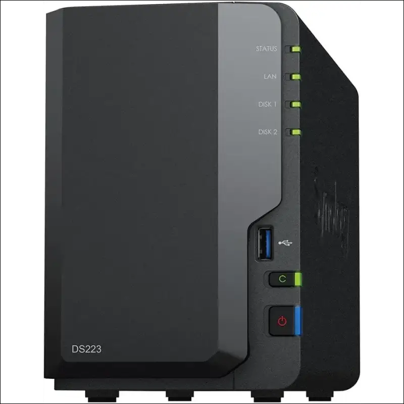 Synology DS223 2-Bay Diskstation NAS (Realtek RTD1619B Quad-Core 2GB Ram 1xRJ-45 1GbE LAN Port) Bundle with 2 x 2TB WD RED Plus HDD WD20EFZX - 68AWUN0