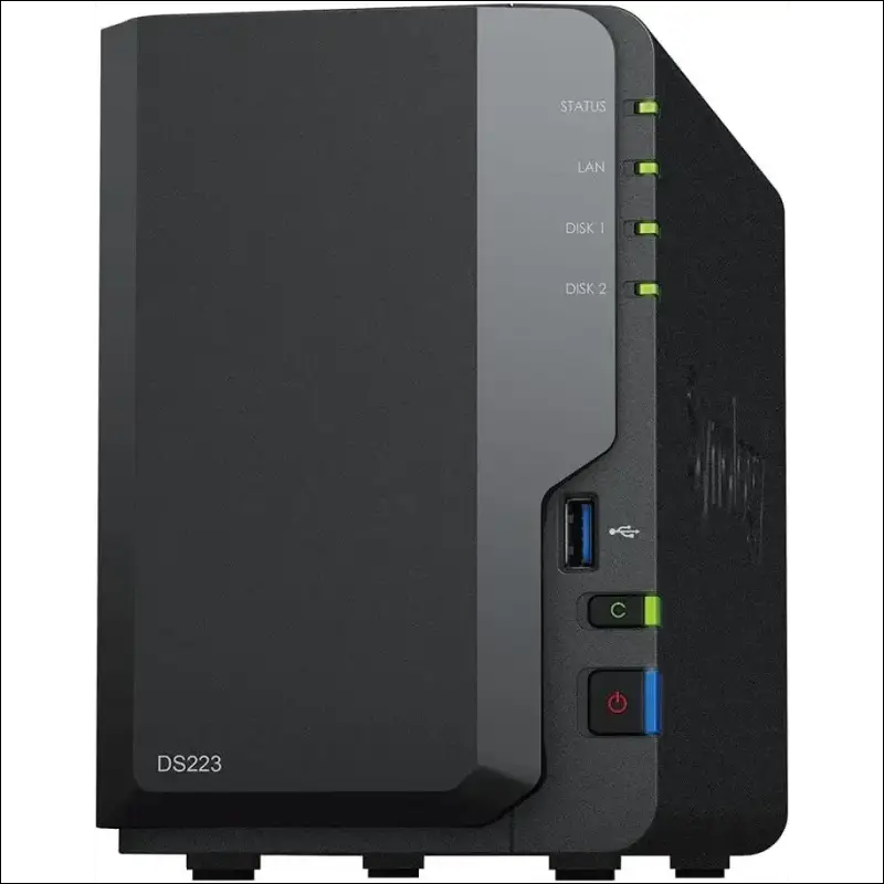 Synology DS223 2-Bay Diskstation NAS (Realtek RTD1619B Quad-Core 2GB Ram 1xRJ-45 1GbE LAN Port) Bundle with 2 x 2TB WD RED Plus HDD WD20EFZX - 68AWUN0